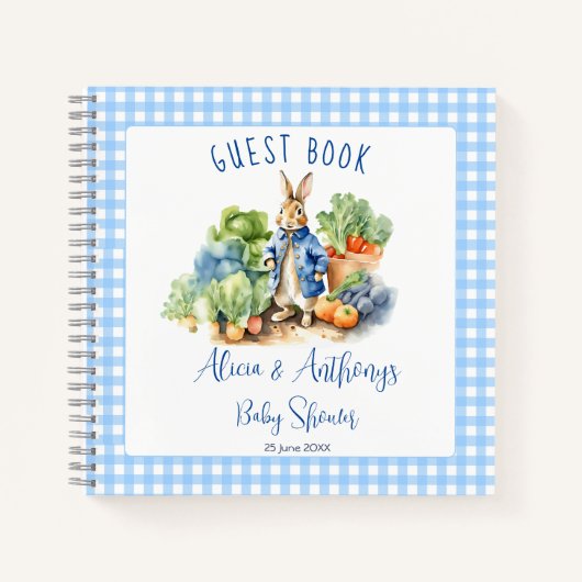 Peter rabbit baby boy baby shower gastenboek notitieboek (Voorkant)