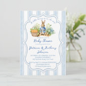Peter rabbit baby boy baby shower  invitation kaart (Staand voorkant)