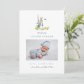 Peter Rabbit Baby Boy foto Geboorteaankondiging Aankondiging (Staand voorkant)
