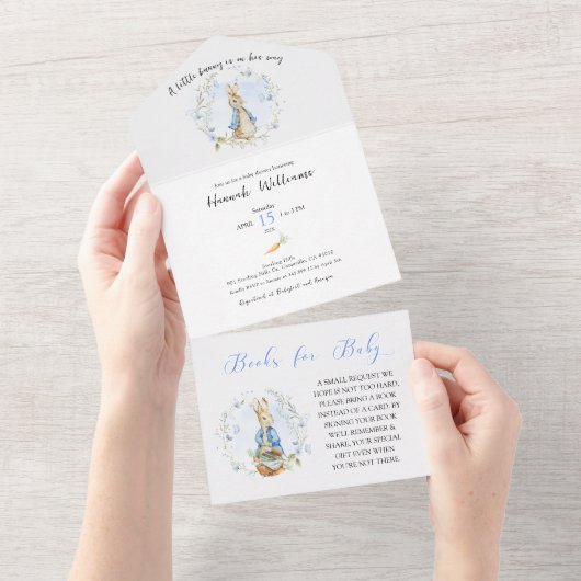 Peter Rabbit Baby Boy Invite + Boeken Kaart (Afscheurbaar)
