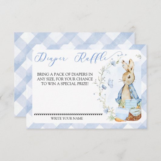 Peter Rabbit Baby Boy - Luier Raffle Insert Kaart (Voorkant / Achterkant)