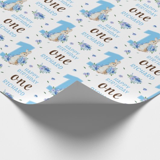 Peter Rabbit Baby Boy's First Birthday Wrapping Cadeaupapier (Hoek)