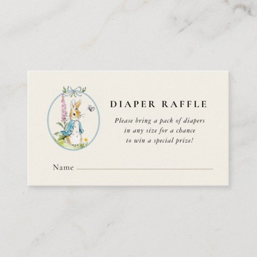 Peter Rabbit Baby douche Luier Raffle Informatiekaartje (Voorkant)