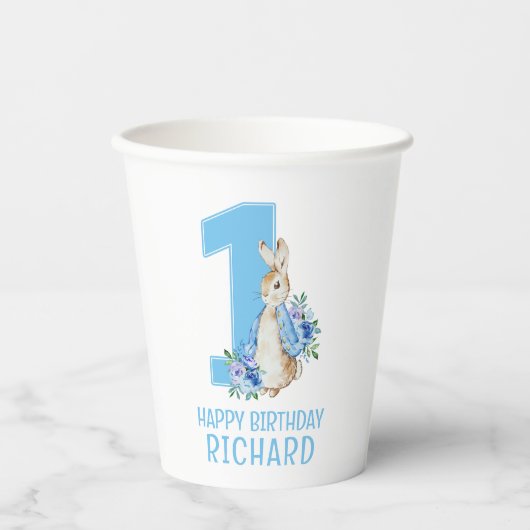 Peter Rabbit Baby Eerste Verjaardagspapier Cups Papieren Bekers (Voorkant)