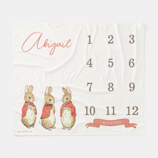 Peter Rabbit | Baby meisje 12 maanden mijlpaal Fleece Deken (Voorkant (Horizontaal))
