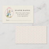 Peter Rabbit Baby meisje douche Luier Raffle Informatiekaartje (Voorkant / Achterkant)