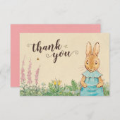 Peter Rabbit | Baby Meisje Verjaardag - Dank u Bedankkaart (Voorkant / Achterkant)