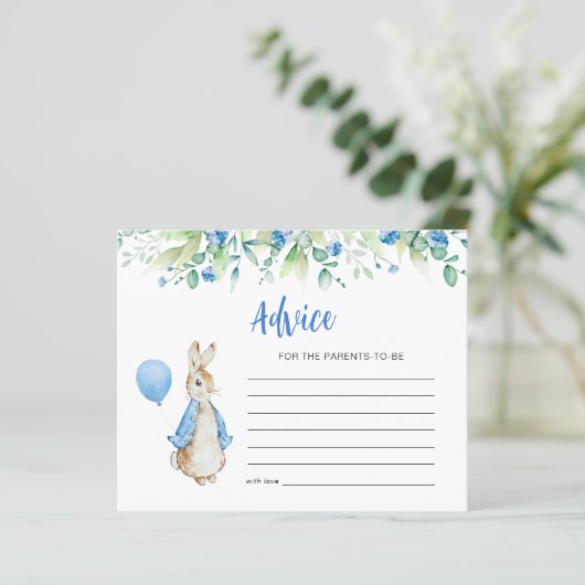Peter Rabbit Baby shower Advies Kaart (Staand voorkant)