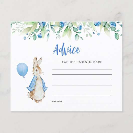 Peter Rabbit Baby shower Advies Kaart (Voorkant)