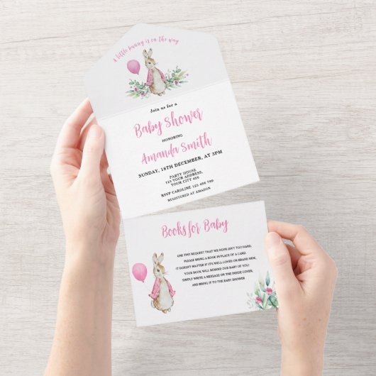 Peter Rabbit Baby shower All In One Uitnodiging (Afscheurbaar)