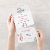 Peter Rabbit Baby shower All In One Uitnodiging (Afscheurbaar)