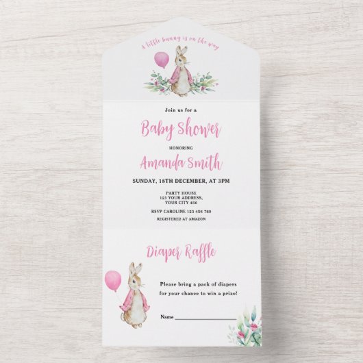 Peter Rabbit Baby shower All In One Uitnodiging (Binnen)