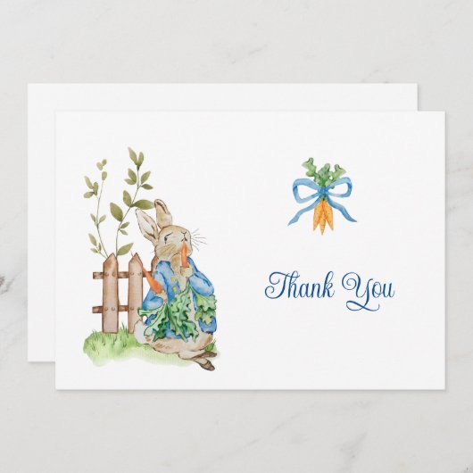 Peter Rabbit Baby Shower Bedankkaart (Voorkant / Achterkant)