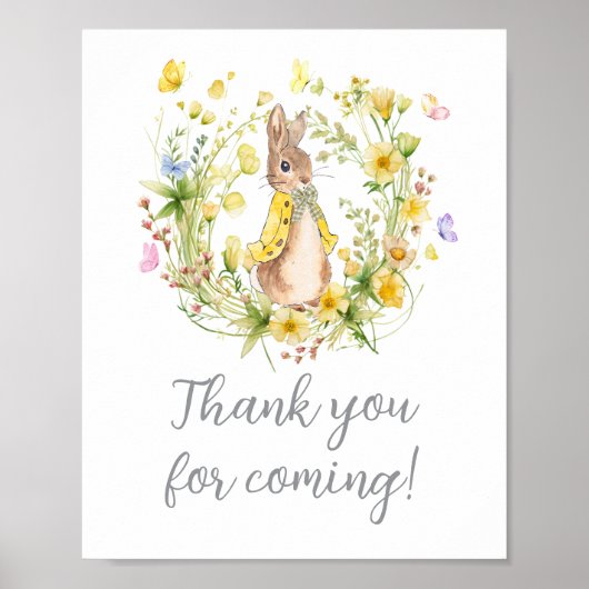Peter Rabbit Baby shower Bedankt voor je komst Poster (Voorkant)