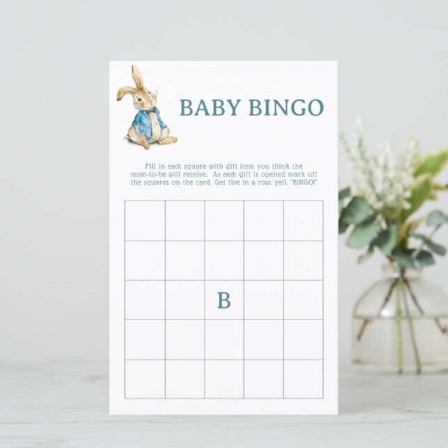 Peter Rabbit Baby shower Bingo Game Kaart (Staand voorkant)