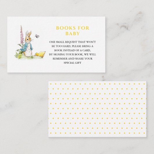 Peter rabbit Baby shower Boek Aanvraag Informatiekaartje (Voorkant / Achterkant)