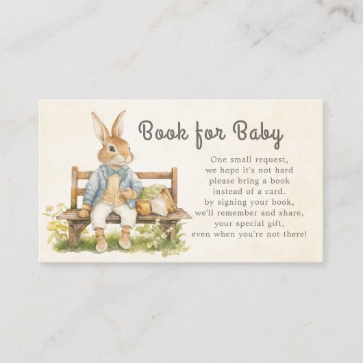  Peter Rabbit Baby shower Boek voor Baby Informatiekaartje (Voorkant)