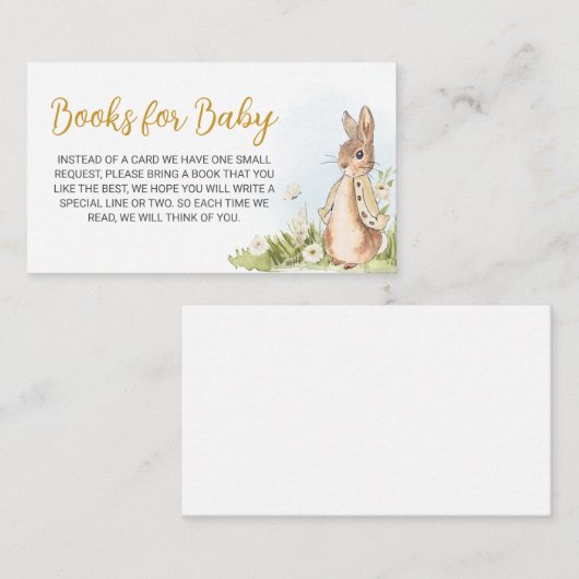 Peter Rabbit Baby shower Books for Baby Informatiekaartje (Voorkant / Achterkant)