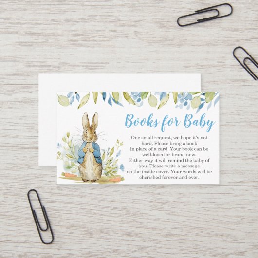 Peter Rabbit Baby shower Books for Baby Visitekaartje (Voorkant / Achterkant in situ)