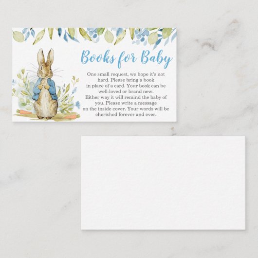 Peter Rabbit Baby shower Books for Baby Visitekaartje (Voorkant / Achterkant)