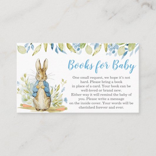 Peter Rabbit Baby shower Books for Baby Visitekaartje (Voorkant)