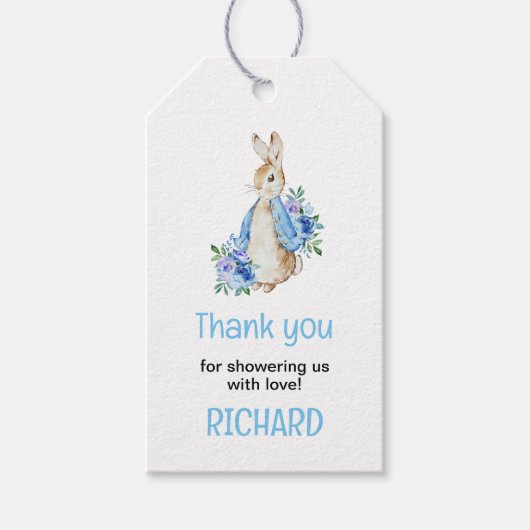 Peter Rabbit Baby shower Dank je wel Cadeaulabel (Voorkant)
