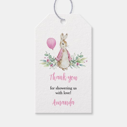 Peter Rabbit Baby shower Dank je wel Cadeaulabel (Voorkant)