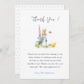 Peter rabbit Baby shower Dank u kaart (Voorkant / Achterkant)