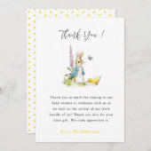 Peter rabbit Baby shower Dank u kaart (Voorkant / Achterkant)