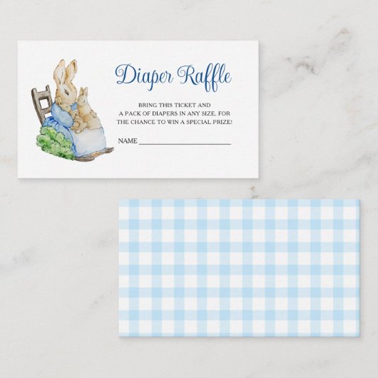 Peter Rabbit Baby Shower Diaper Raffle Informatiekaartje (Voorkant / Achterkant)