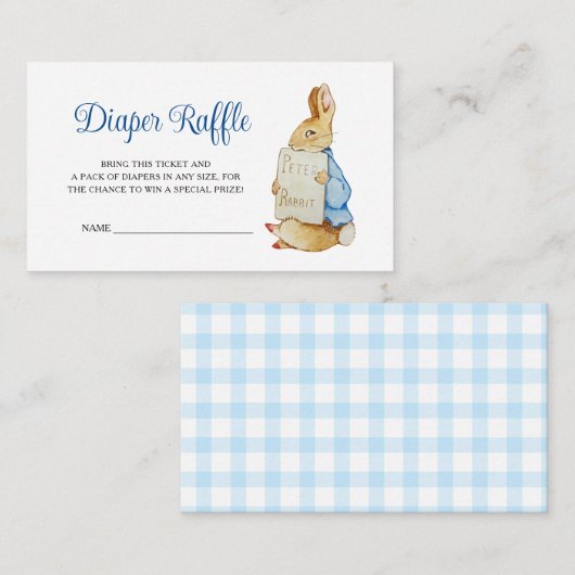 Peter Rabbit Baby Shower Diaper Raffle Informatiekaartje (Voorkant / Achterkant)