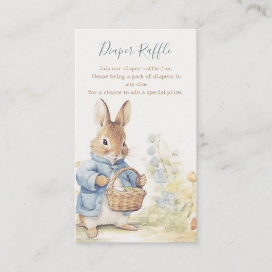 Peter Rabbit Baby shower Diaper Raffle Informatiekaartje (Voorkant)