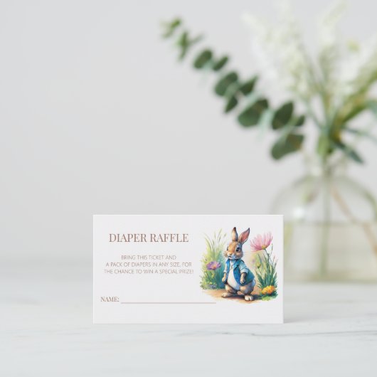 Peter Rabbit Baby shower Diaper Raffle Informatiekaartje (Staand voorkant)