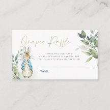 Peter Rabbit Baby shower Diaper Raffle Insert Kaar