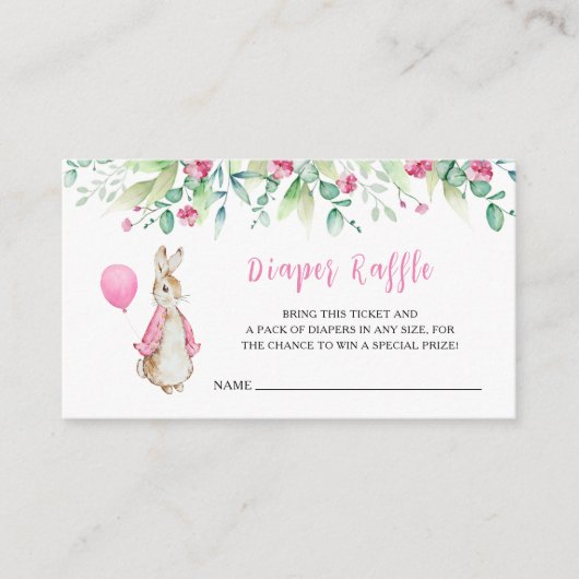 Peter Rabbit Baby shower Diaper Raffle Insert Kaar Informatiekaartje (Voorkant)