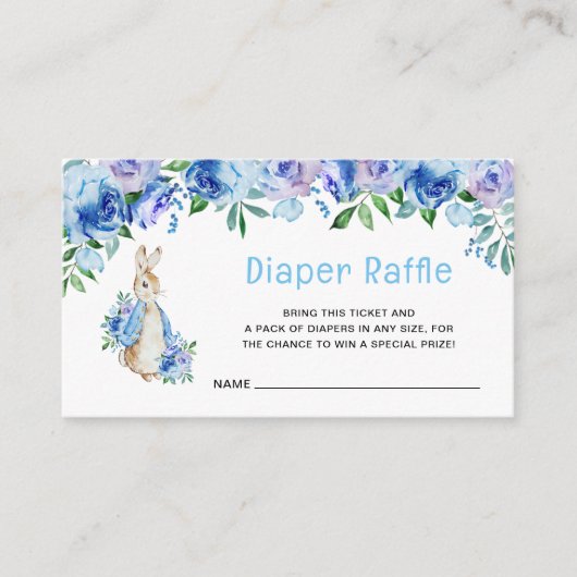 Peter Rabbit Baby shower Diaper Raffle Insert Kaar Informatiekaartje (Voorkant)