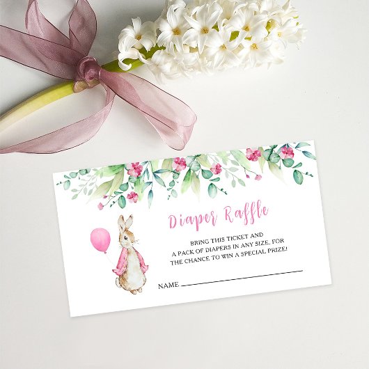 Peter Rabbit Baby shower Diaper Raffle Insert Kaar Informatiekaartje