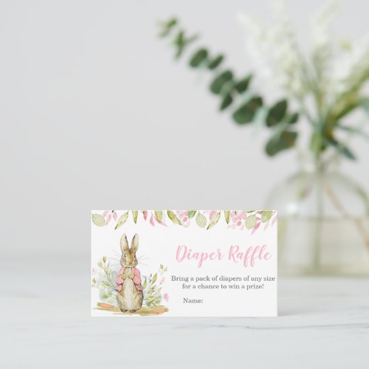 Peter Rabbit Baby shower Diaper Raffle Visitekaartje (Staand voorkant)