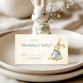 Peter Rabbit Baby shower Hoe groot is mama's buik Informatiekaartje