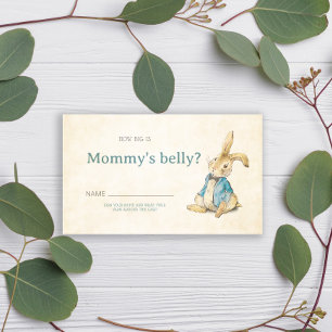 Peter Rabbit Baby shower Hoe groot is mama's buik Informatiekaartje