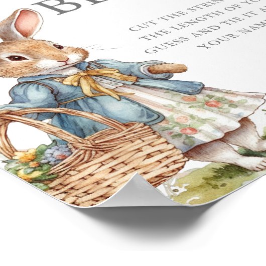 Peter Rabbit Baby shower Hoe groot is mama's buik Poster (Hoek)