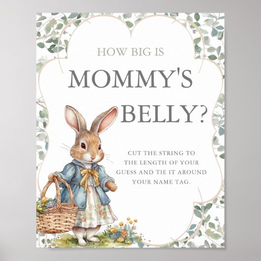 Peter Rabbit Baby shower Hoe groot is mama's buik Poster (Voorkant)