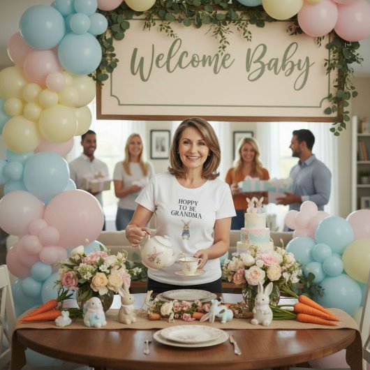 Peter Rabbit Baby shower Hoppy wordt oma Tri-Blend Shirt