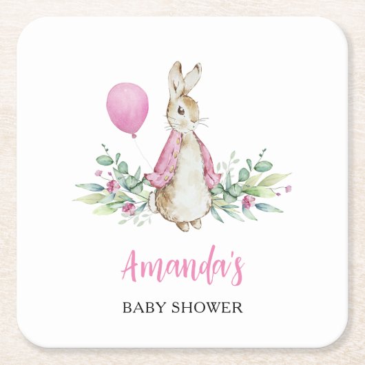 Peter Rabbit Baby shower Kartonnen Onderzetters (Voorkant)