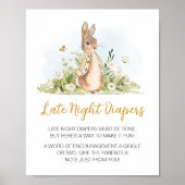 Peter Rabbit Baby shower Late Night Luiers Poster (Voorkant)