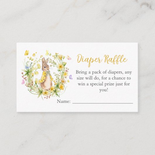 Peter Rabbit Baby shower Luier Raffle Enclosure C Informatiekaartje (Voorkant)