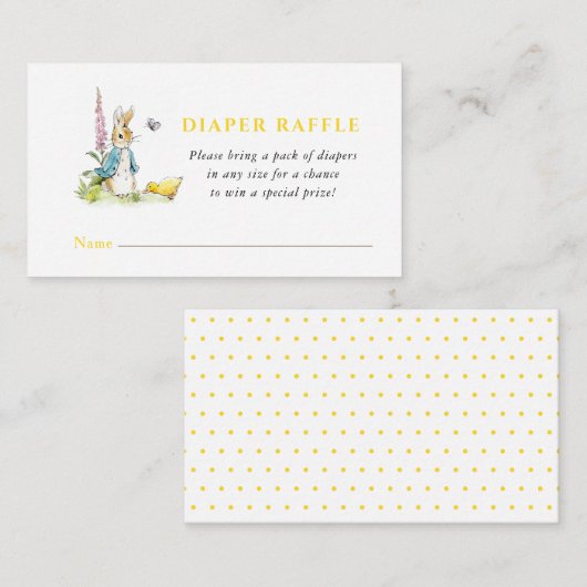 Peter Rabbit Baby shower Luier Raffle Informatiekaartje (Voorkant / Achterkant)