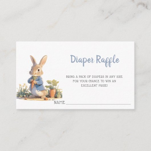 Peter Rabbit Baby shower Luier Raffle Ticket Informatiekaartje (Voorkant)
