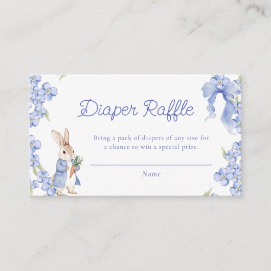 Peter Rabbit Baby shower Luier Raffle Tickets Informatiekaartje (Voorkant)