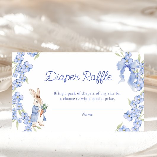 Peter Rabbit Baby shower Luier Raffle Tickets Informatiekaartje
